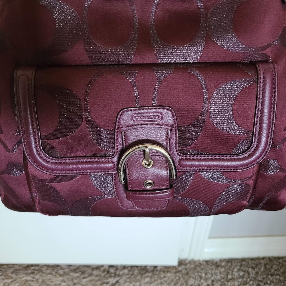 Coach Handbag Berry and Silver Sig Campbell Hobo - Picture 4 of 12